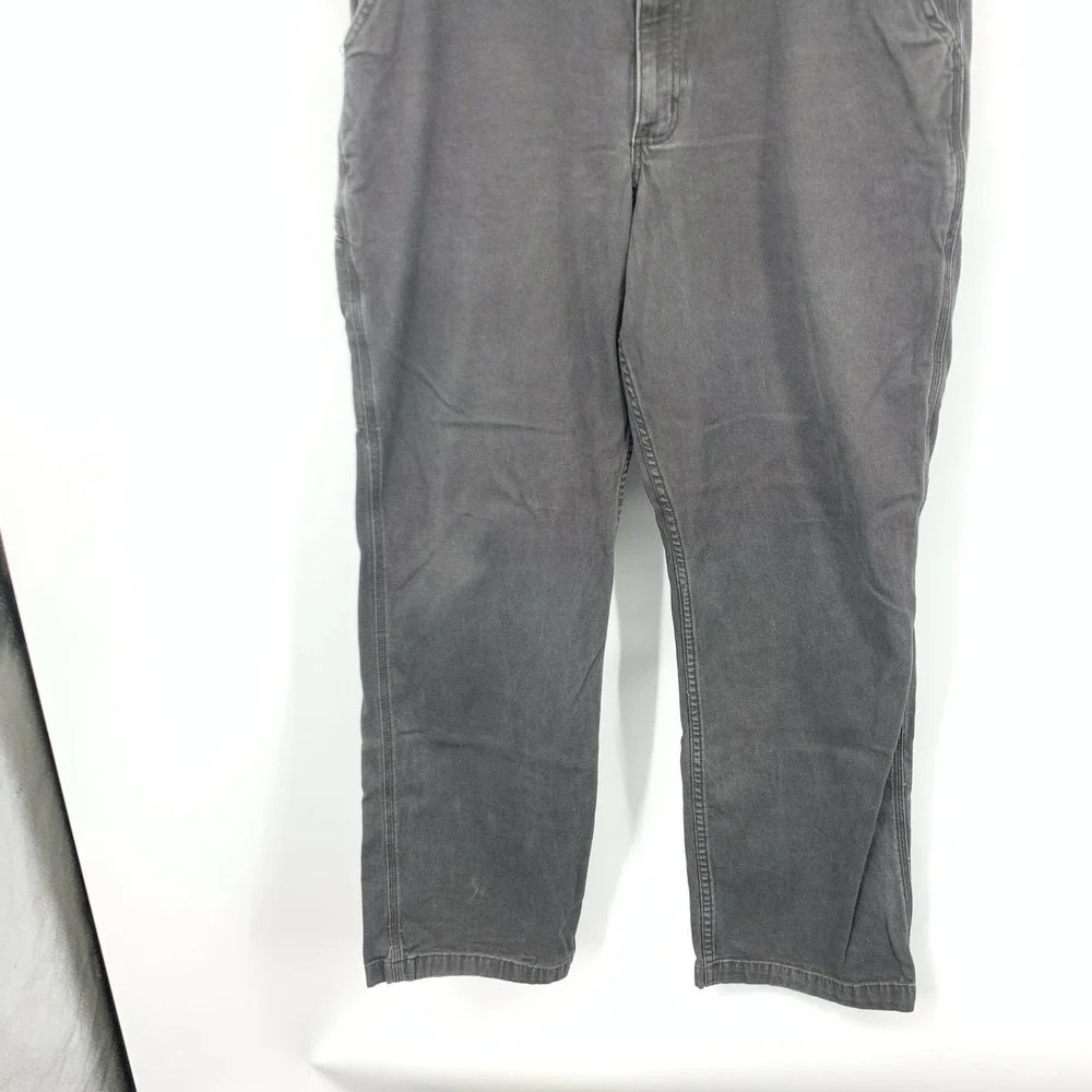 Carhartt Men Size 38 x 32 Pants Gray Canvas Relaxed Fit Straight‎ Stretch Jeans